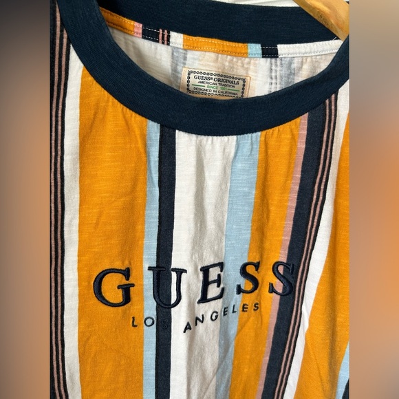 Guess Retro 90s style Striped Cotton T-Shirt Men’s Size Large - Picture 4 of 8